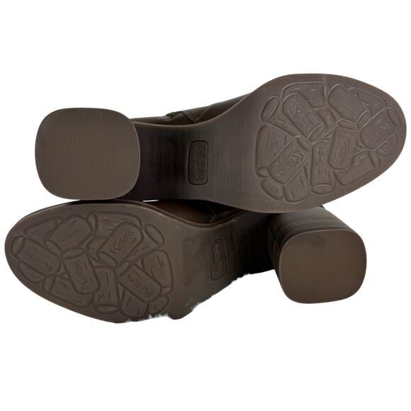 KORKS DESTINY VEGAN LEATHER STACKED HEEL ANKLE BOOTIE IN BROWN NWOB SIZE 9.5M - Picture 10 of 14